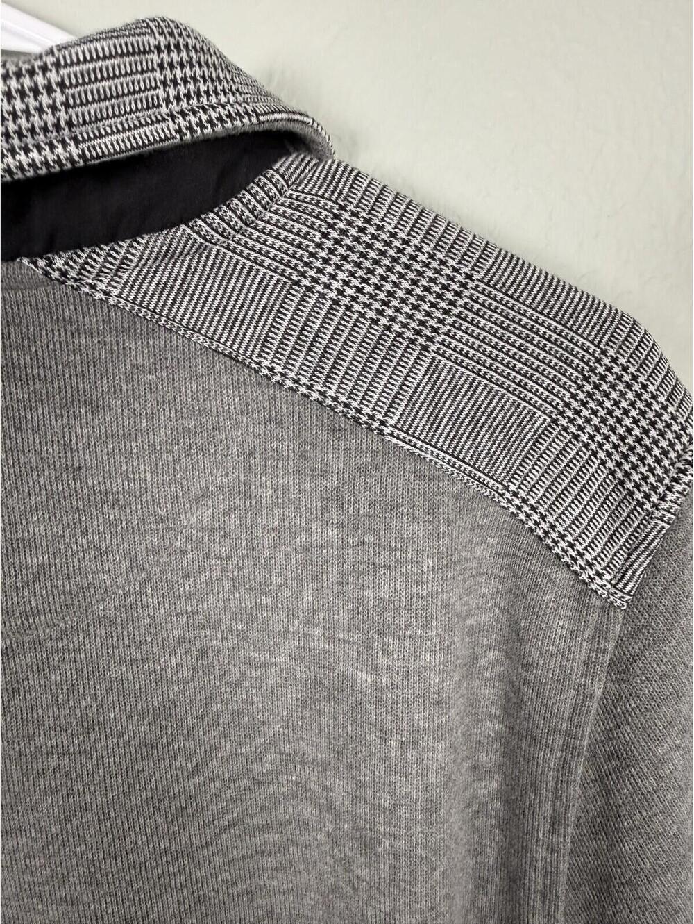 Louis Feraud Paris Men's Gray 1/4 Zip Sweater Glen Plaid Collar Size M - Picture 5 of 5